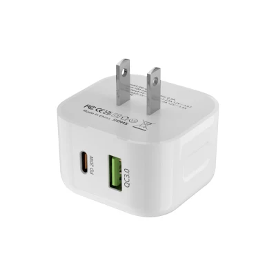 Großhandel US/UK/EU-Stecker 2 Port USB A/C 20W Schnellladegerät